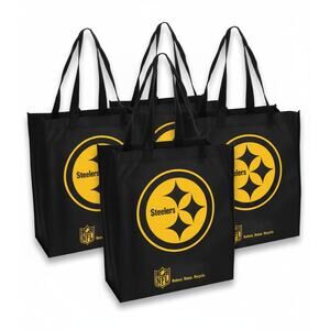 🆕 4x FOCO NFL Pittsburgh Steelers Printed Reusable Grocery Tote Bag